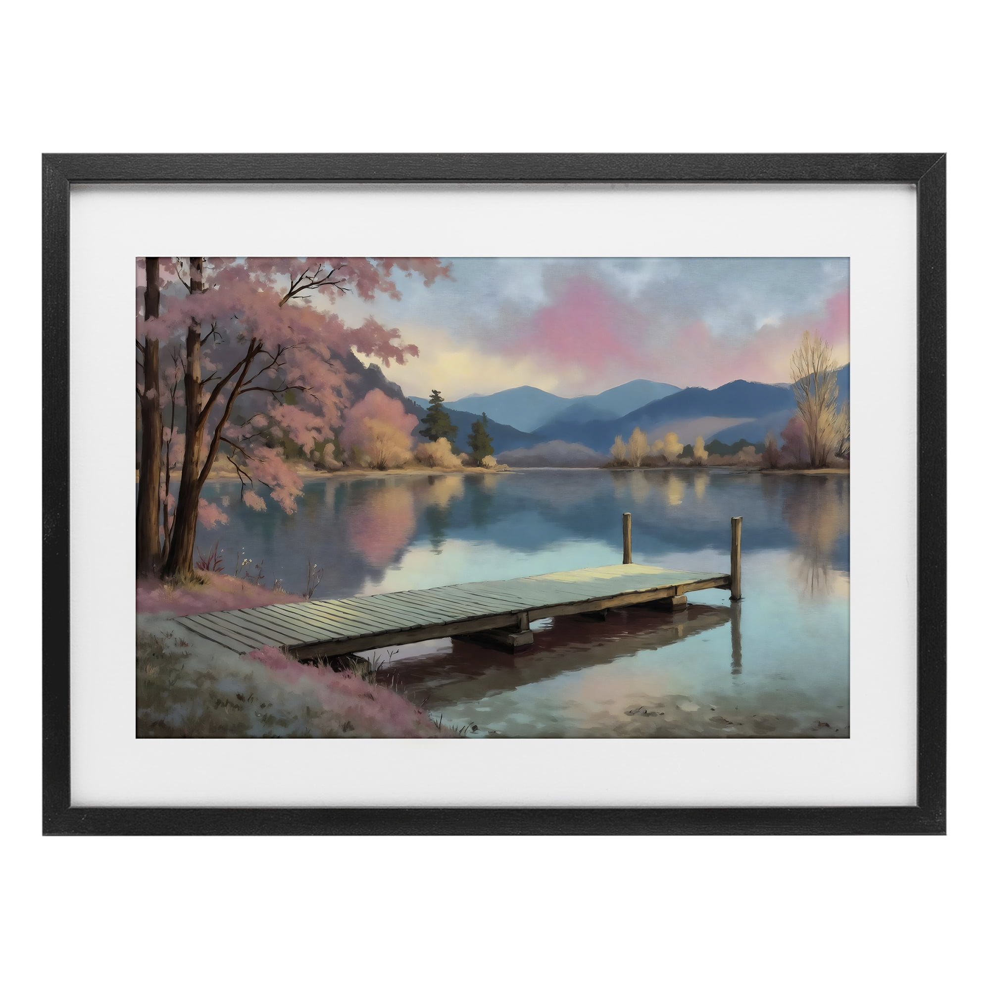 Stupell Industries Pink Dock at Sunset Black Framed Print Under Glass, design by Creative Studio