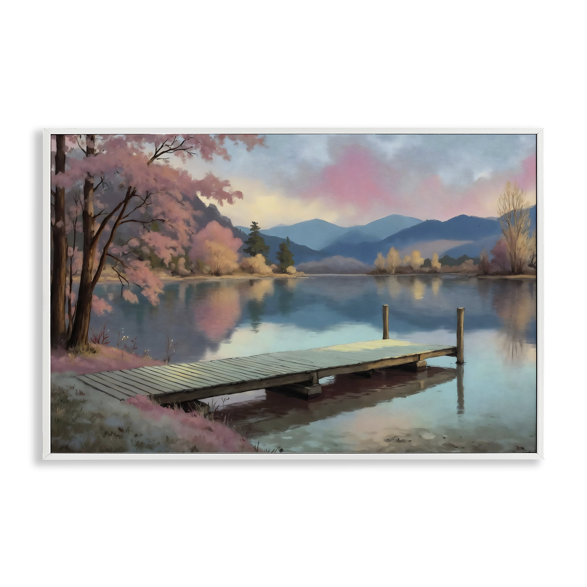Stupell Industries Pink Dock at Sunset White Framed Giclee Art, design by Creative Studio