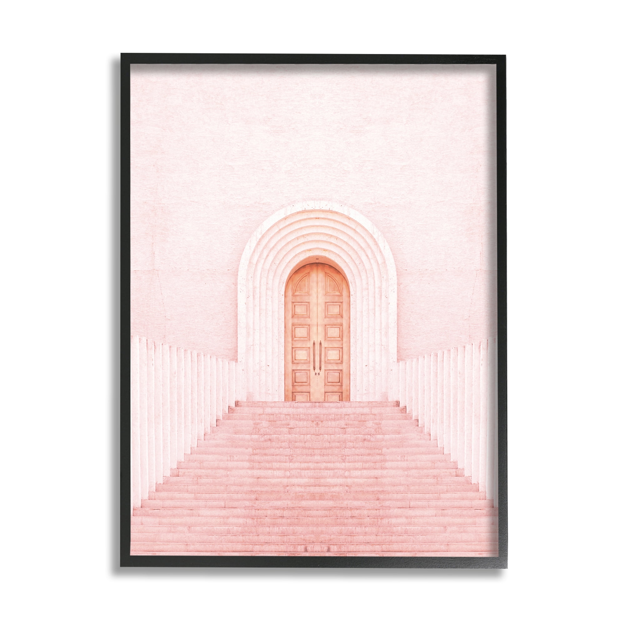 Stupell Industries Pink Door Architecture Travel & Places Photography Black Framed Art Print Wall Art, 11 x 14