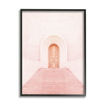 Stupell Industries Pink Door Architecture Travel & Places Photography Black Framed Art Print Wall Art, 11 x 14