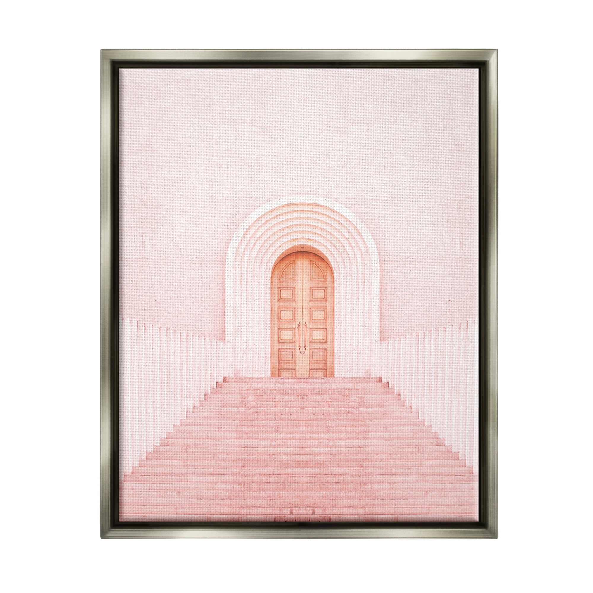 Stupell Industries Pink Door Architecture Travel & Places Photography Gray Floater Framed Canvas Art Print Wall Art, 17 x 21