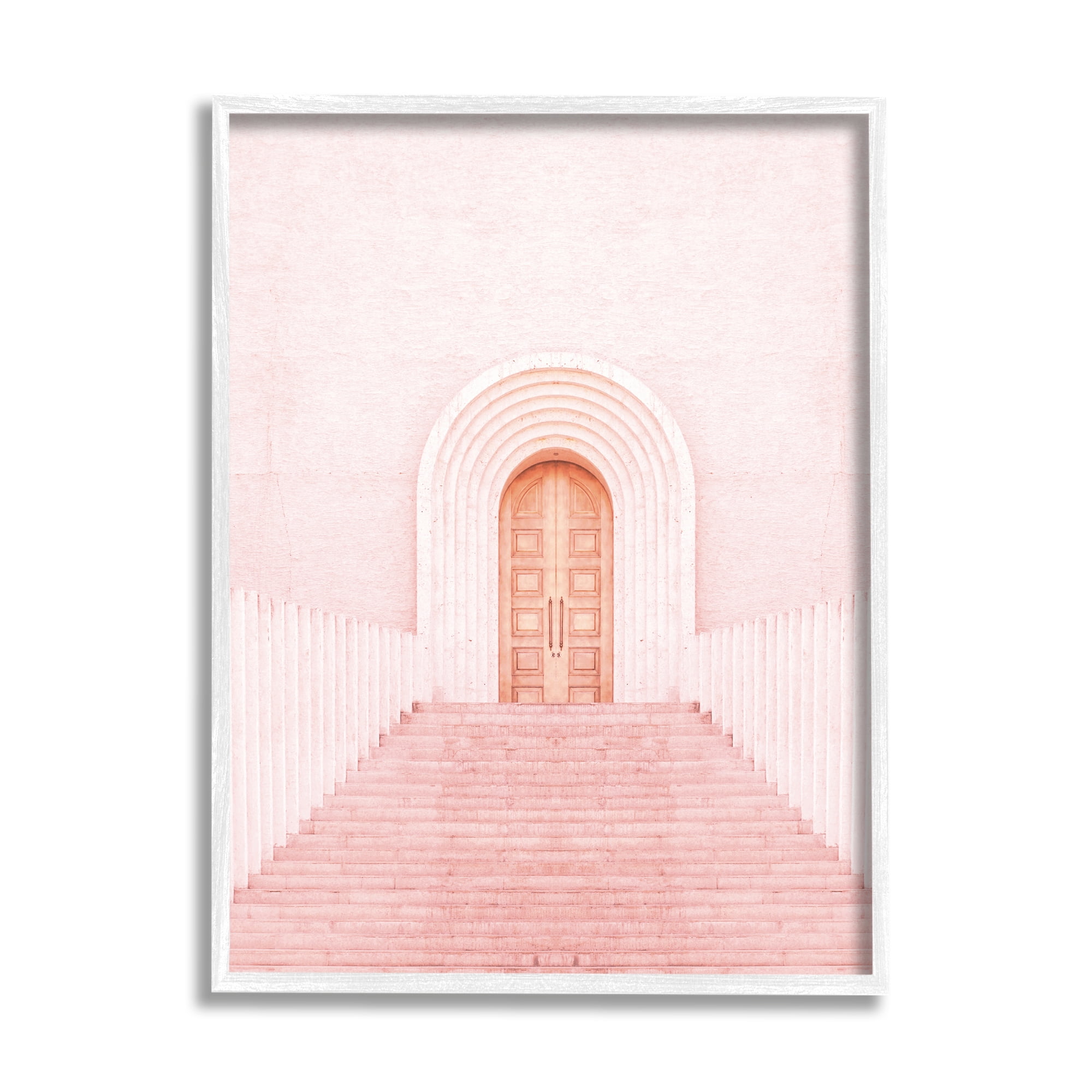Stupell Industries Pink Door Architecture Travel & Places Photography White Framed Art Print Wall Art, 16 x 20