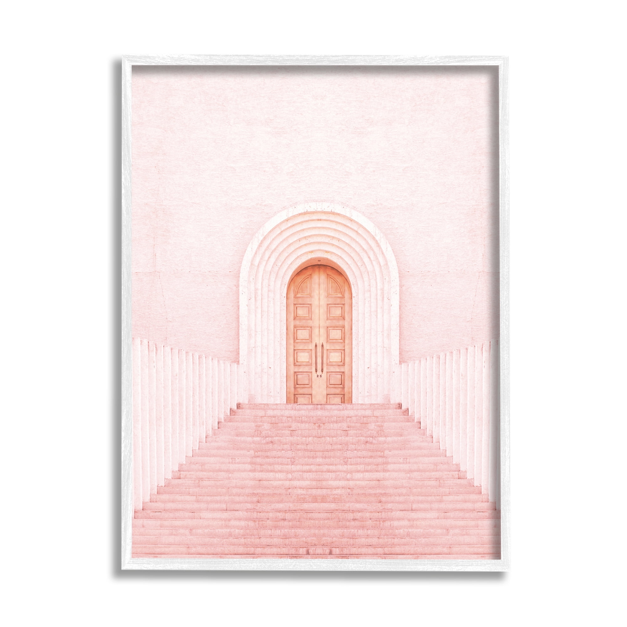Stupell Industries Pink Door Architecture Travel & Places Photography White Framed Art Print Wall Art, 24 x 30