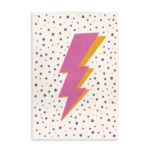 Stupell Industries Pink Dotted Lightning Bolt Abstract Painting Unframed Art Print Wall Art, 10 x 15