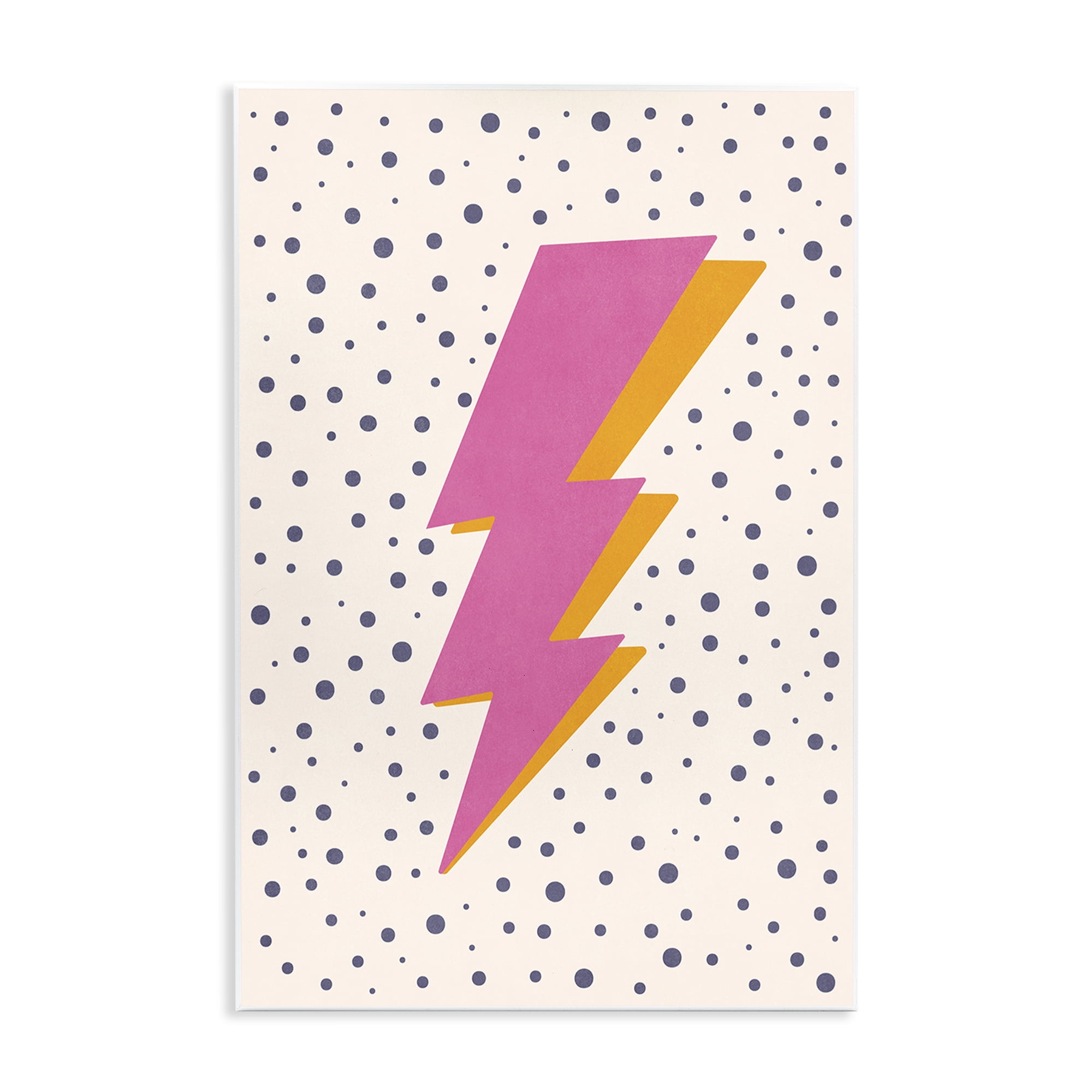 Stupell Industries Pink Dotted Lightning Bolt Abstract Painting Unframed Art Print Wall Art, 13 x 19