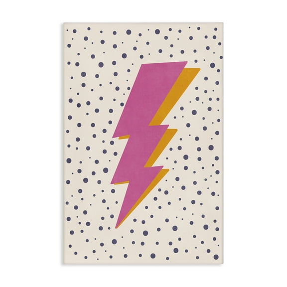 Stupell Industries Pink Dotted Lightning Bolt Abstract Painting Wrapped Canvas Art Print Wall Art, 16 x 24