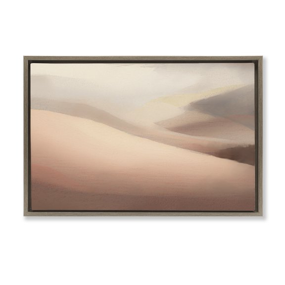 Stupell Industries Pink Dunes Abstraction Brown Framed Floater Canvas Wall Art design by Norm Stelfox, 17 x 25