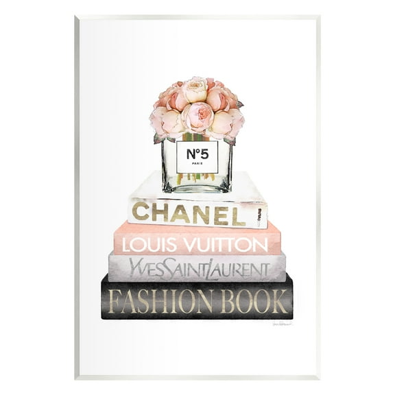Stupell Industries Pink Fashion Book Stack Beauty & Fashion Painting Unframed Art Print Wall Art, 10 x 15
