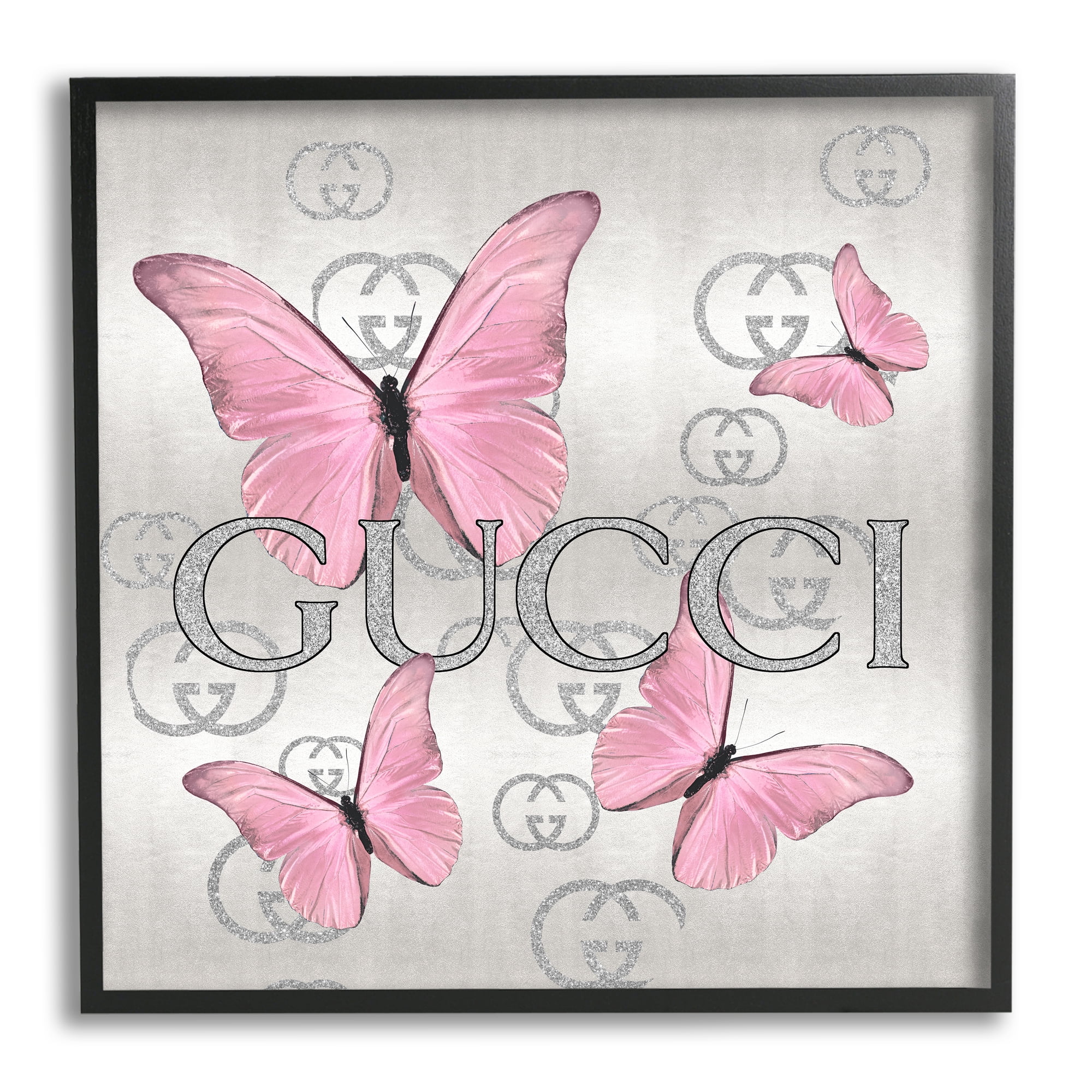 Stupell Industries Pink Fashion Butterflies Animals & Insects Painting Black Framed Art Print Wall Art, 24 x 24