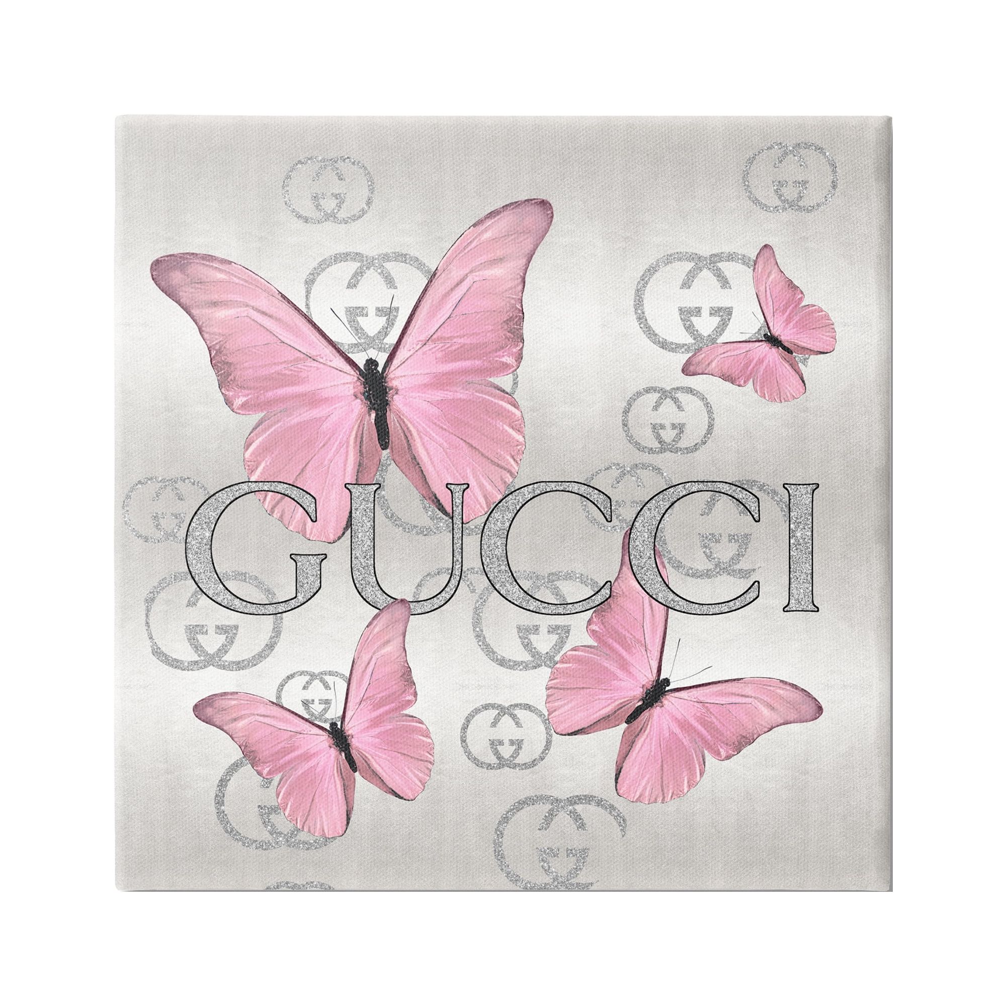 Stupell Industries Pink Fashion Butterflies Animals & Insects Painting Gallery Wrapped Canvas Print Wall Art, 17 x 17