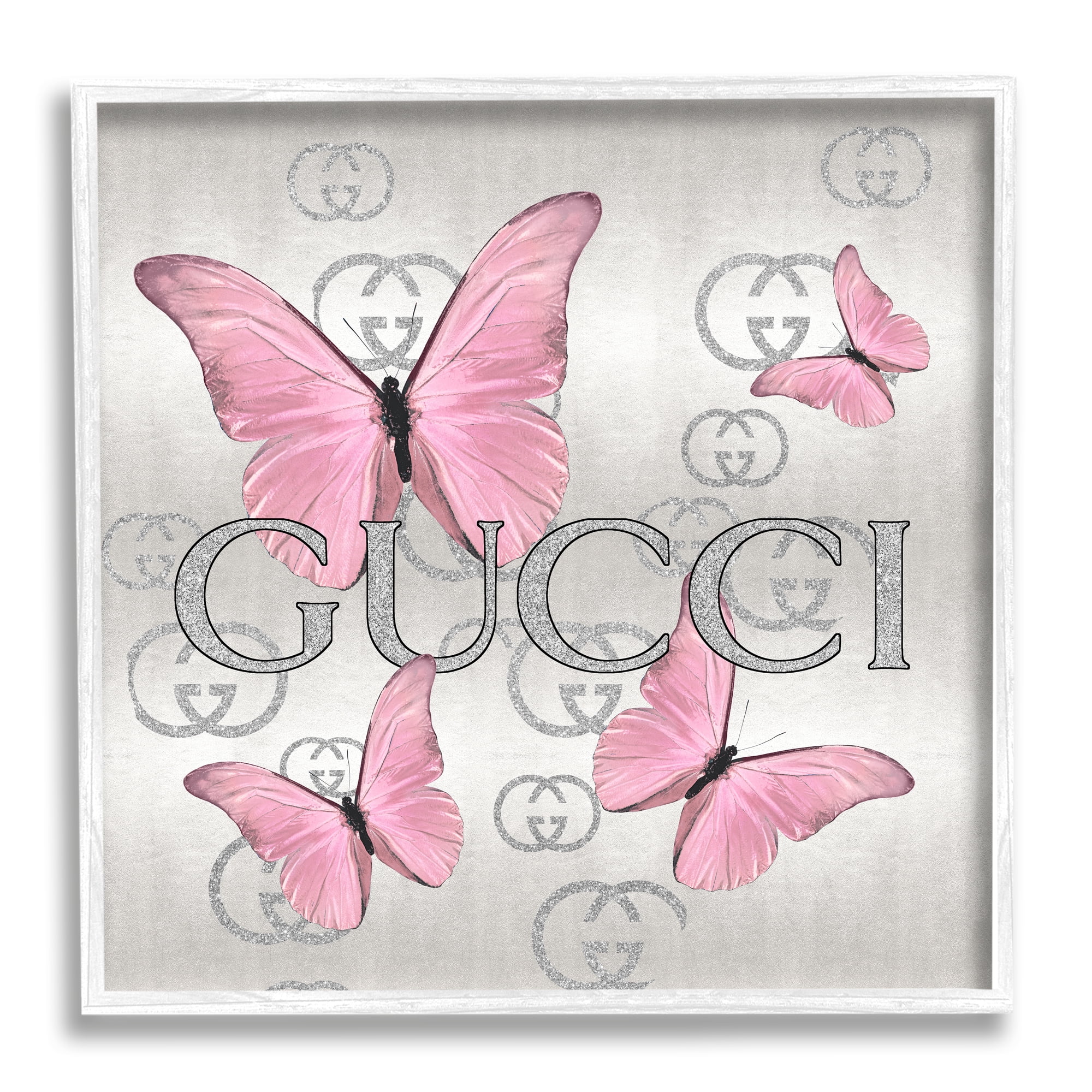 Stupell Industries Pink Fashion Butterflies Animals & Insects Painting White Framed Art Print Wall Art, 12 x 12