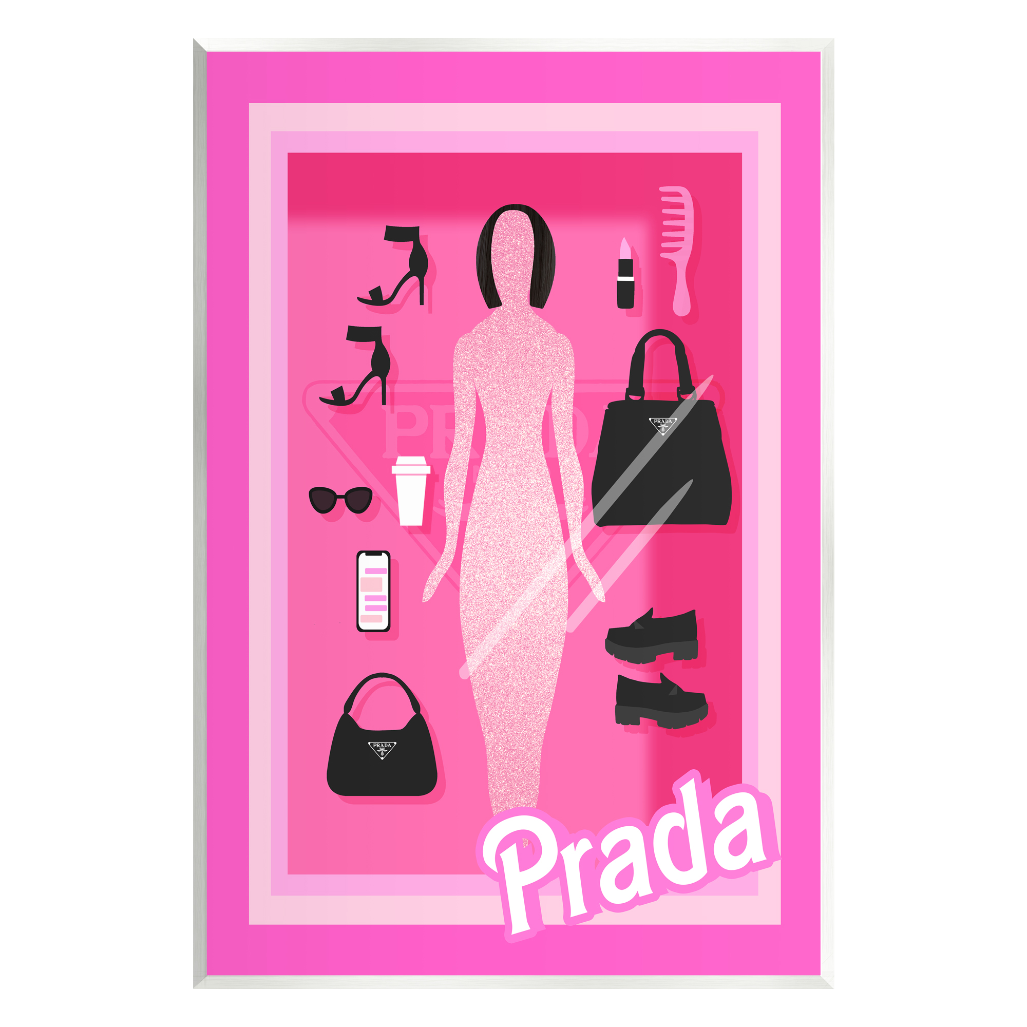 Stupell Industries Pink Fashion Doll Beauty & Fashion Painting Unframed Art Print Wall Art, 10 x 15