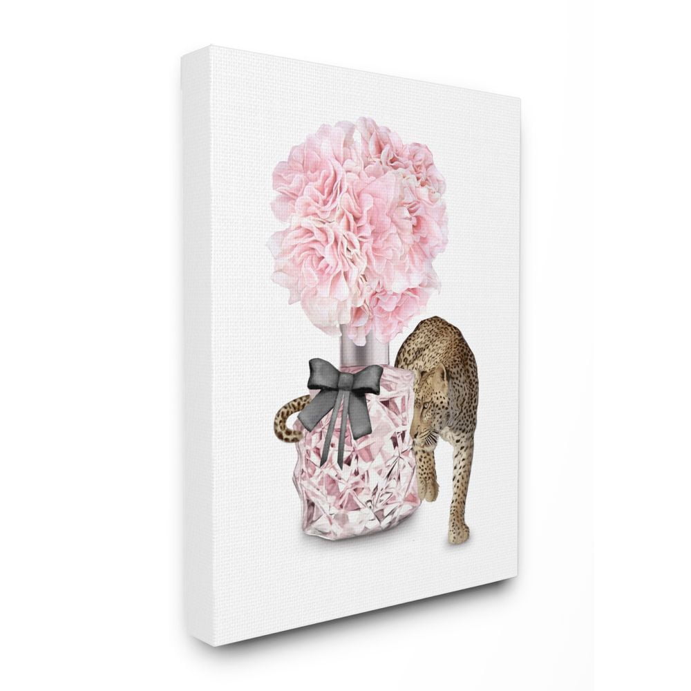 Stupell Industries Pink Fashion Floral Bouquet Leopard Animal Design Canvas Wall Art Design by Ziwei Li, 16" x 20"