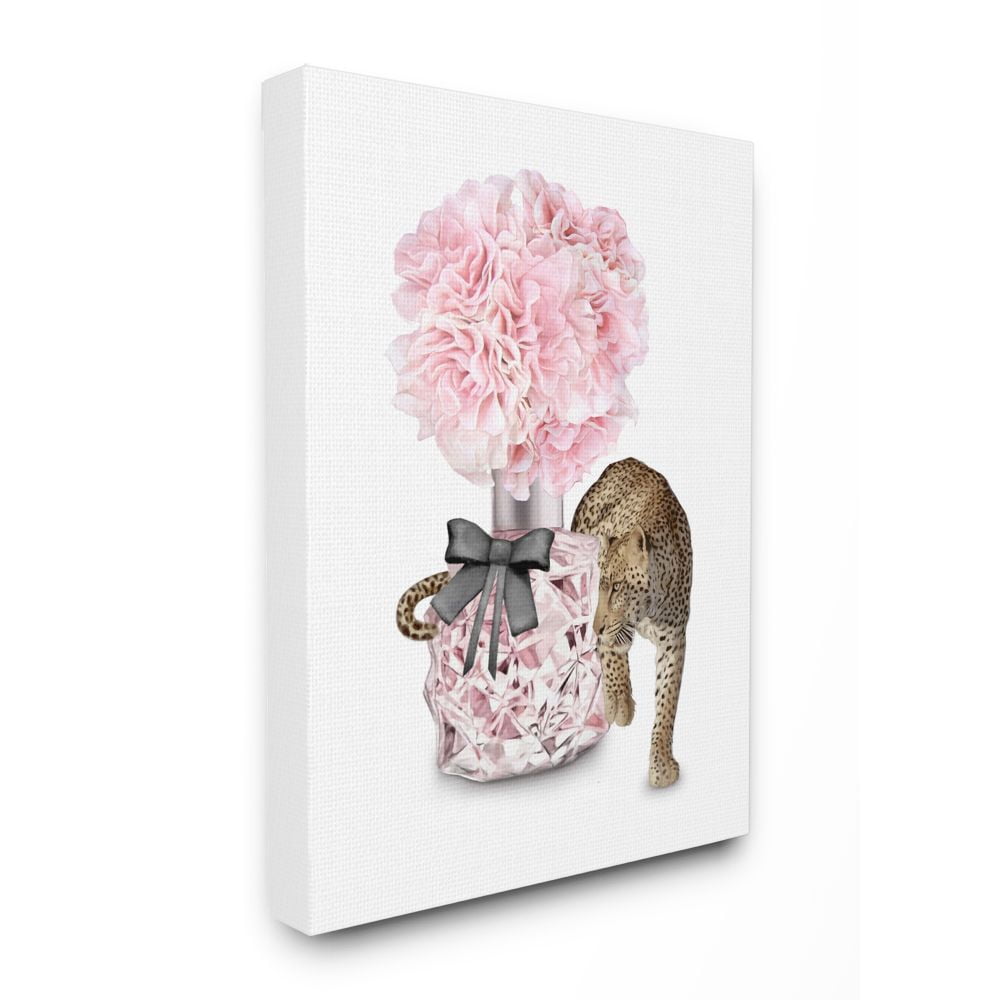 Stupell Industries Pink Fashion Floral Bouquet Leopard Animal Design Canvas Wall Art Design by Ziwei Li, 36" x 48"