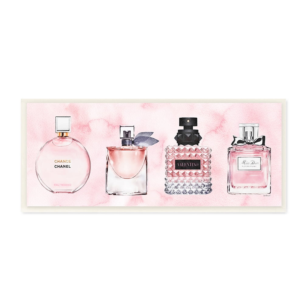 Stupell Industries Pink Fashion Fragrance Bottles Pink Watercolor Pattern Wall Plaque by Amanda Greenwood