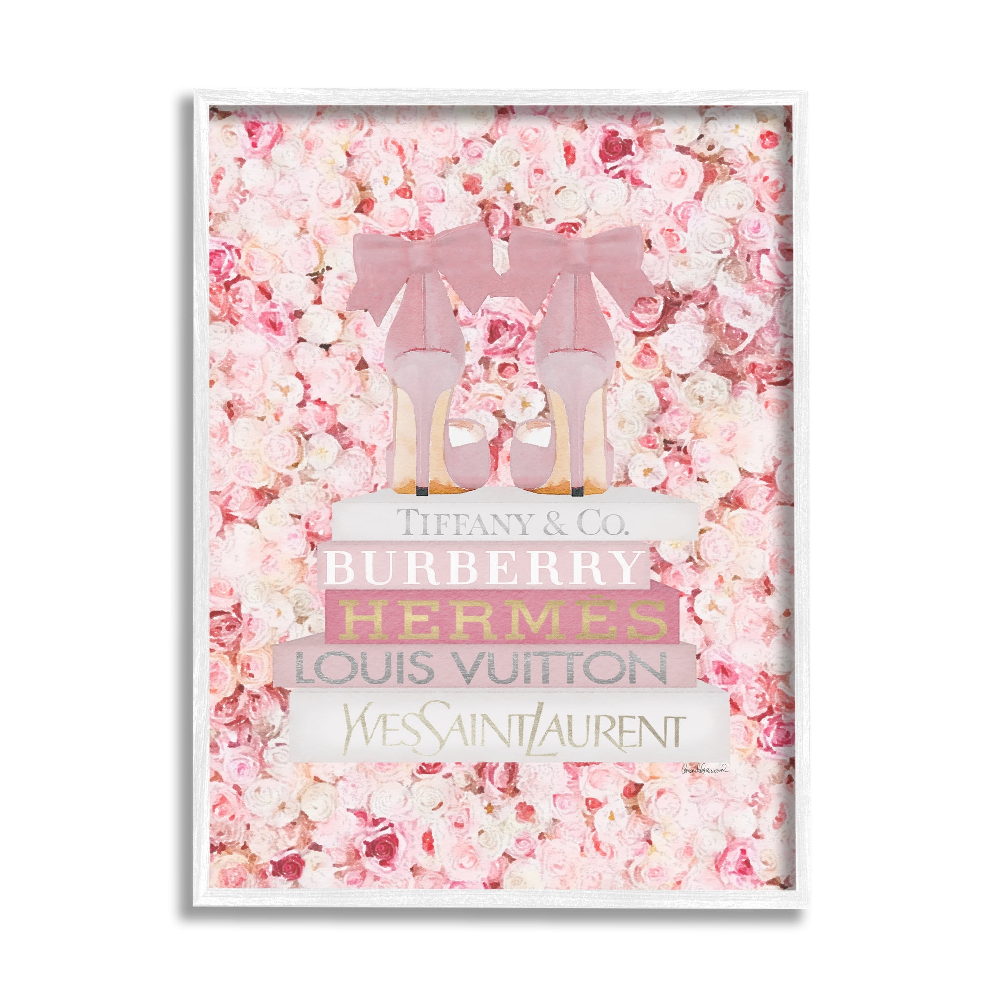 Stupell Industries Pink Fashion Heals with Glam Books and Rose Details, 16 x 20,Design by Amanda Greenwood