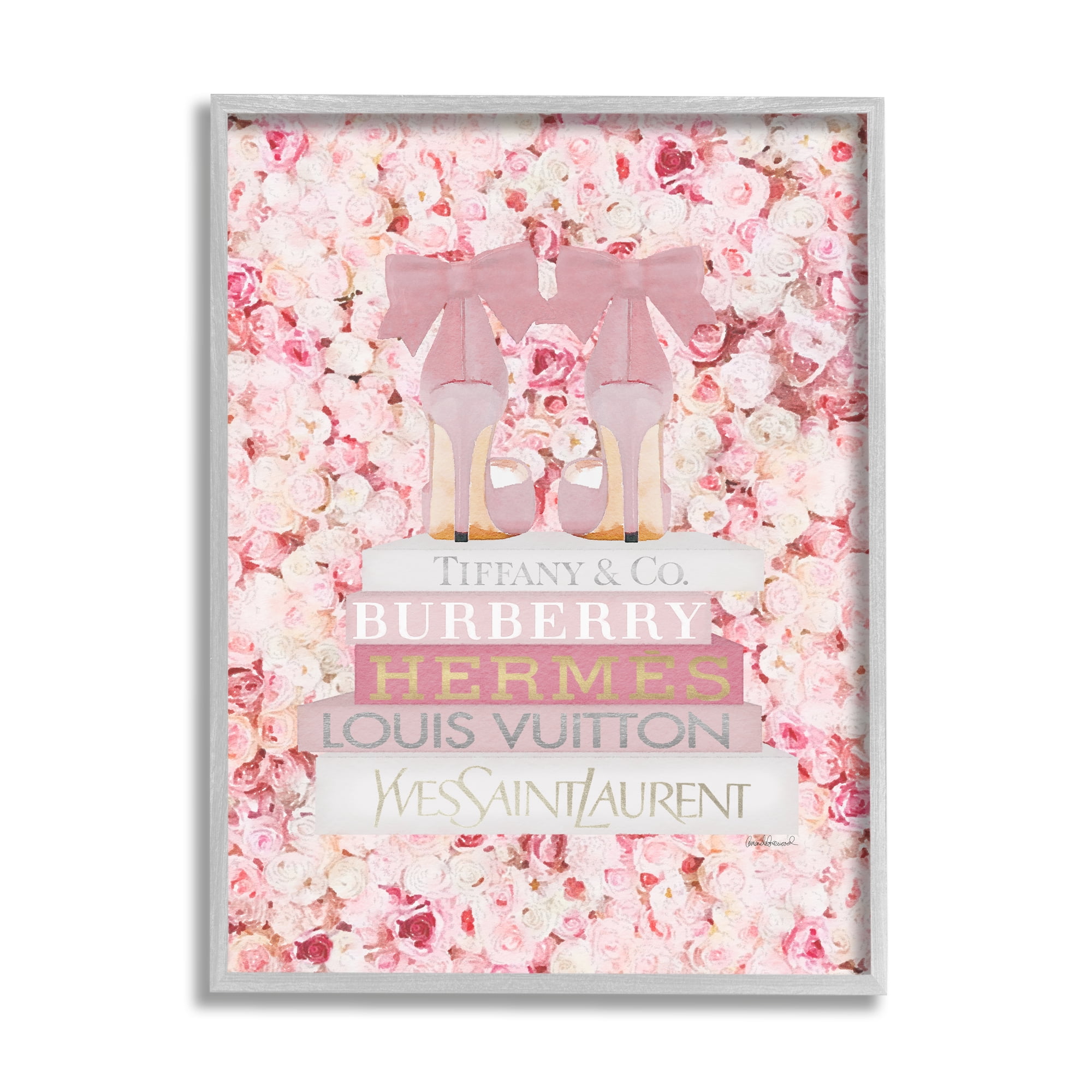 Stupell Industries Pink Fashion Heals with Glam Books and Rose Details, 24 x 30,Design by Amanda Greenwood