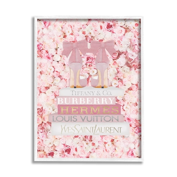 Stupell Industries Pink Fashion Heals with Glam Books and Rose Details, 24 x 30,Design by Amanda Greenwood