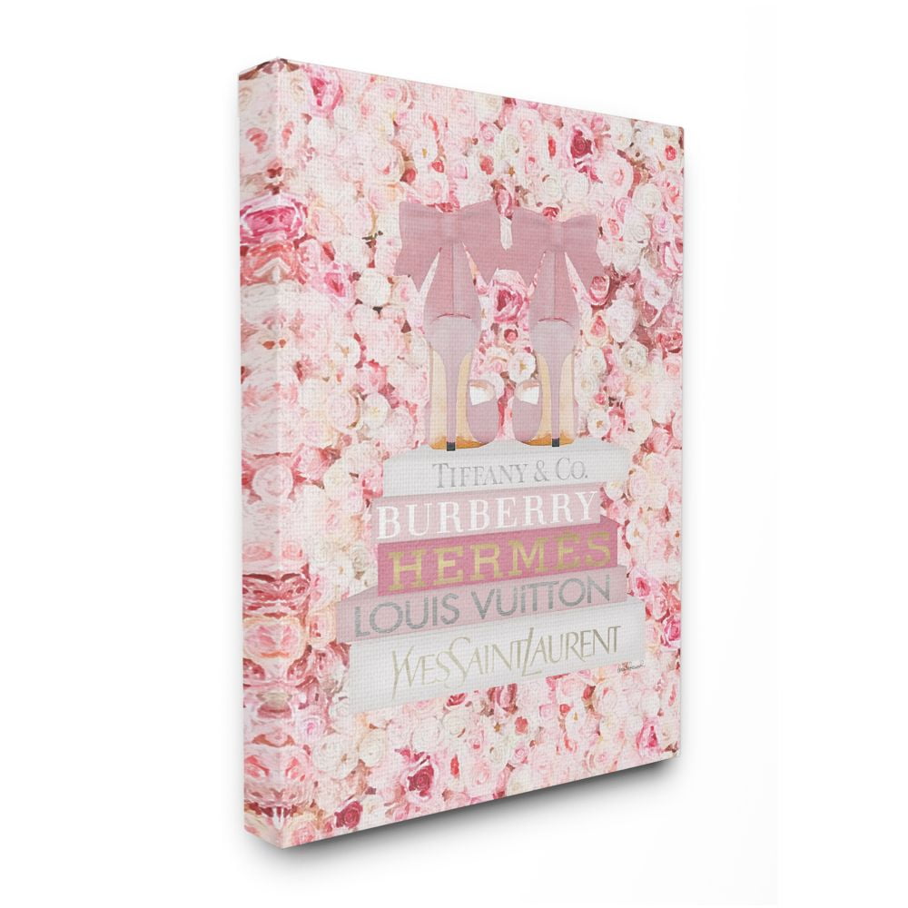 Stupell Industries Pink Fashion Heals with Glam Books and Rose Details Designed by Amanda Greenwood