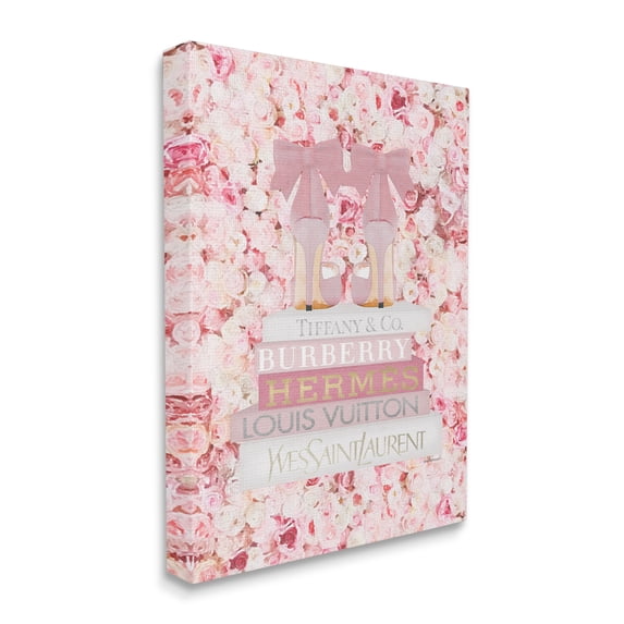 Stupell Industries Pink Fashion Heals with Glam Books and Rose Details Designed by Amanda Greenwood