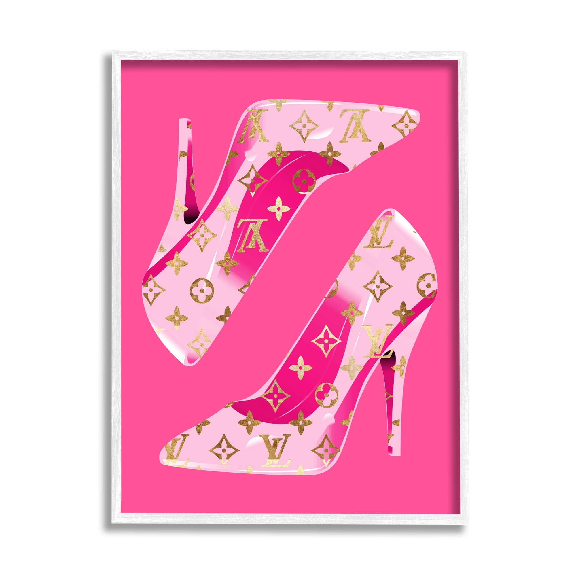Stupell Industries Pink Fashion Heels Beauty & Fashion Painting White Framed Art Print Wall Art, 11 x 14