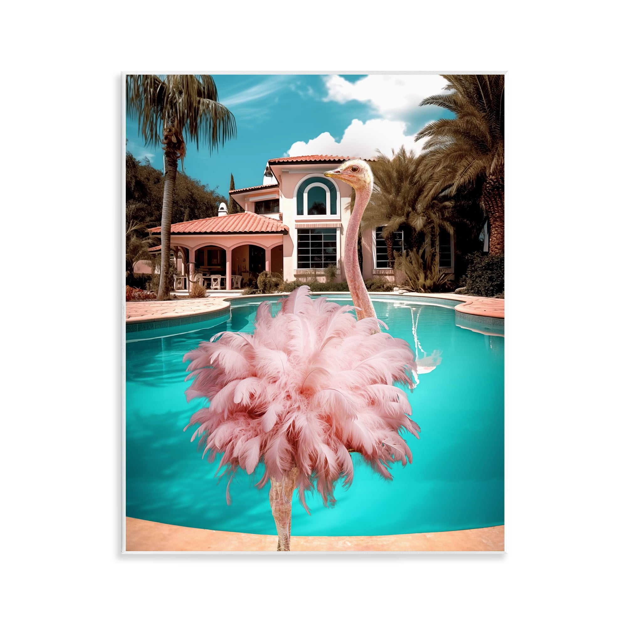Stupell Industries Pink Feathered Ostrich Animals & Insects Painting Unframed Art Print Wall Art, 11 x 14