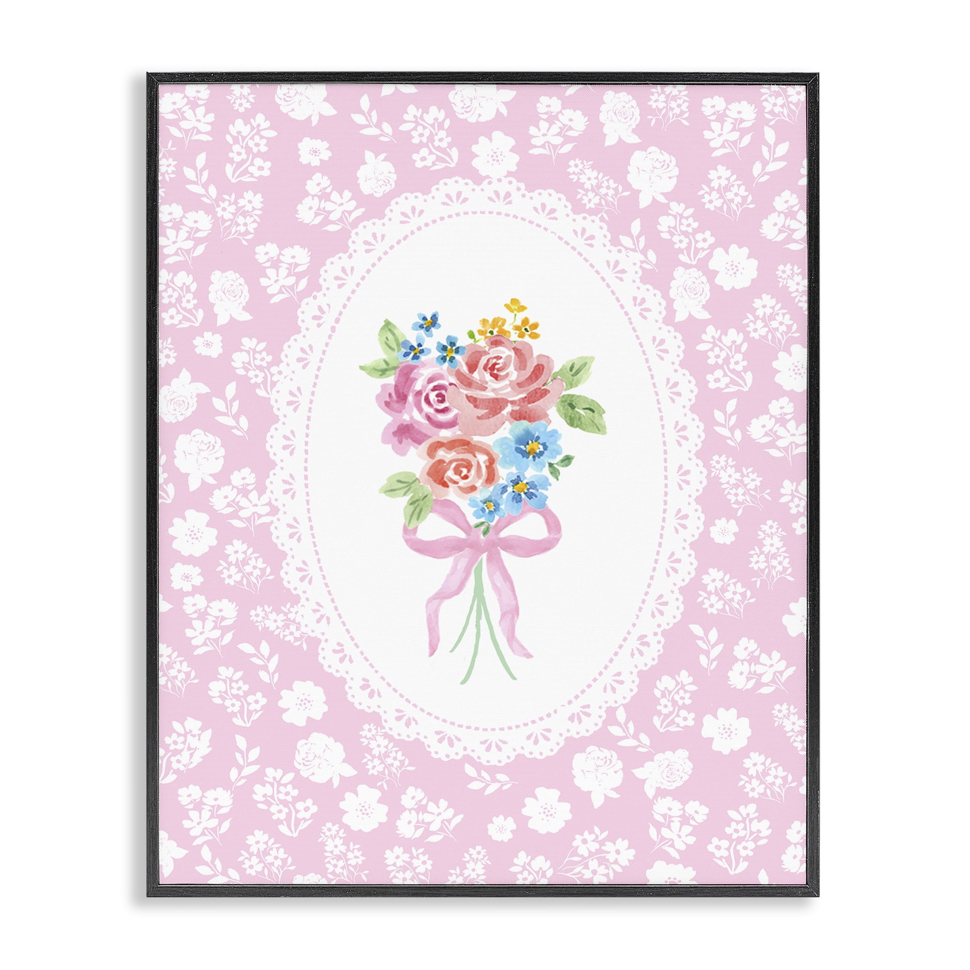 Stupell Industries Pink Feminine Bouquet Black Framed Giclee Art, design by Corinne Haig