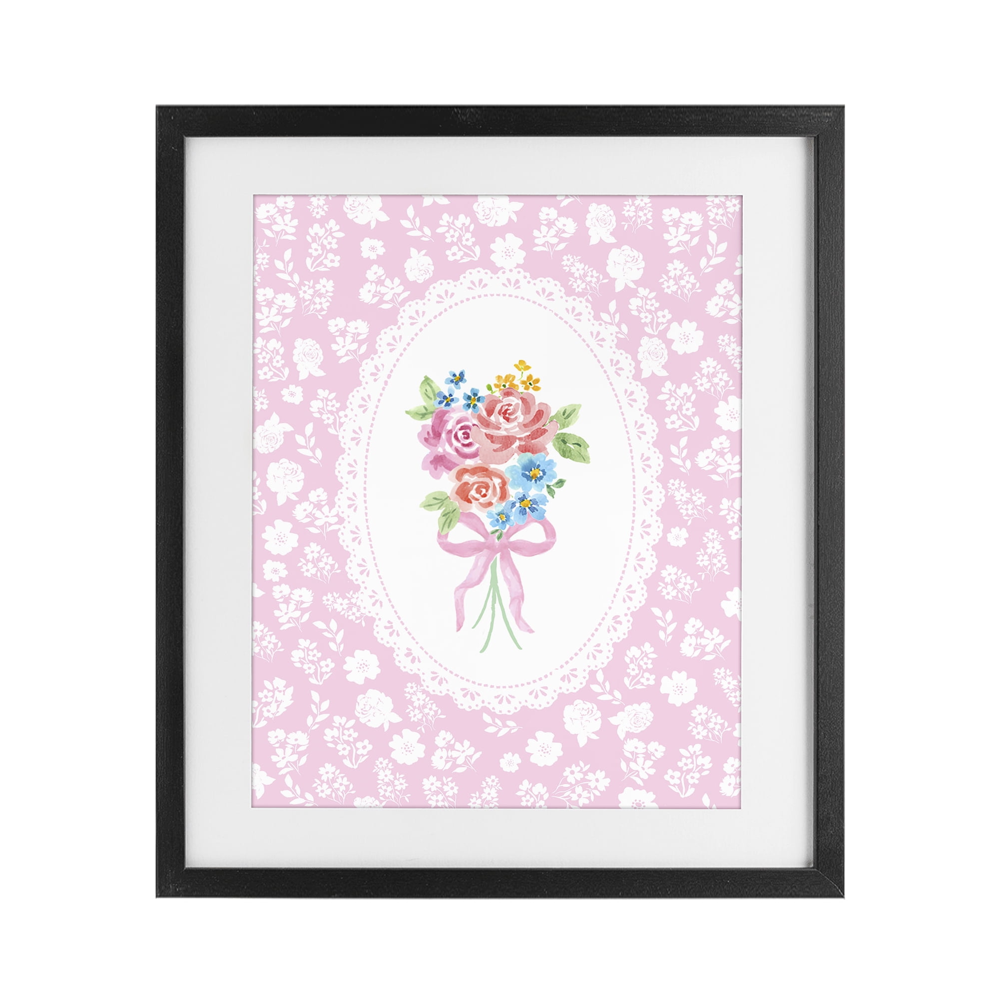 Stupell Industries Pink Feminine Bouquet Black Framed Print Under Glass, design by Corinne Haig