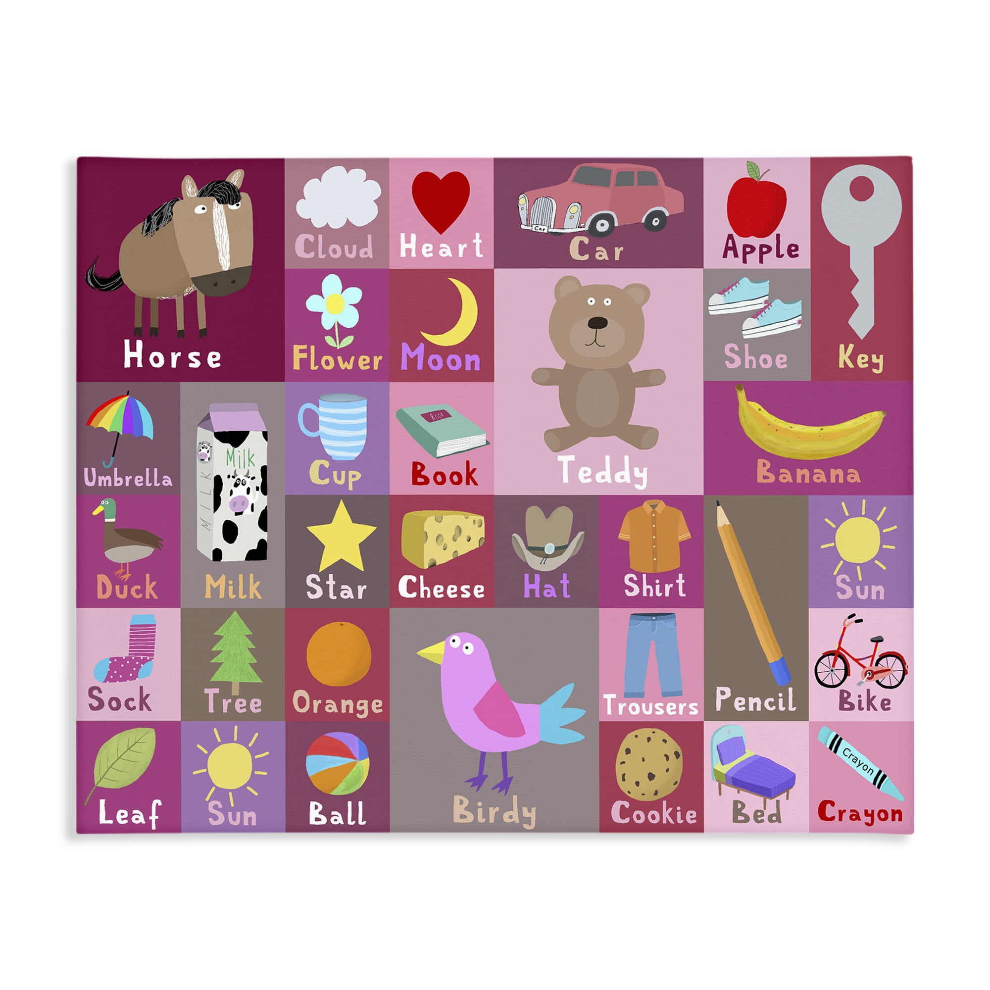 Stupell Industries Pink First Words Canvas Wall Art, design by Carla Daly
