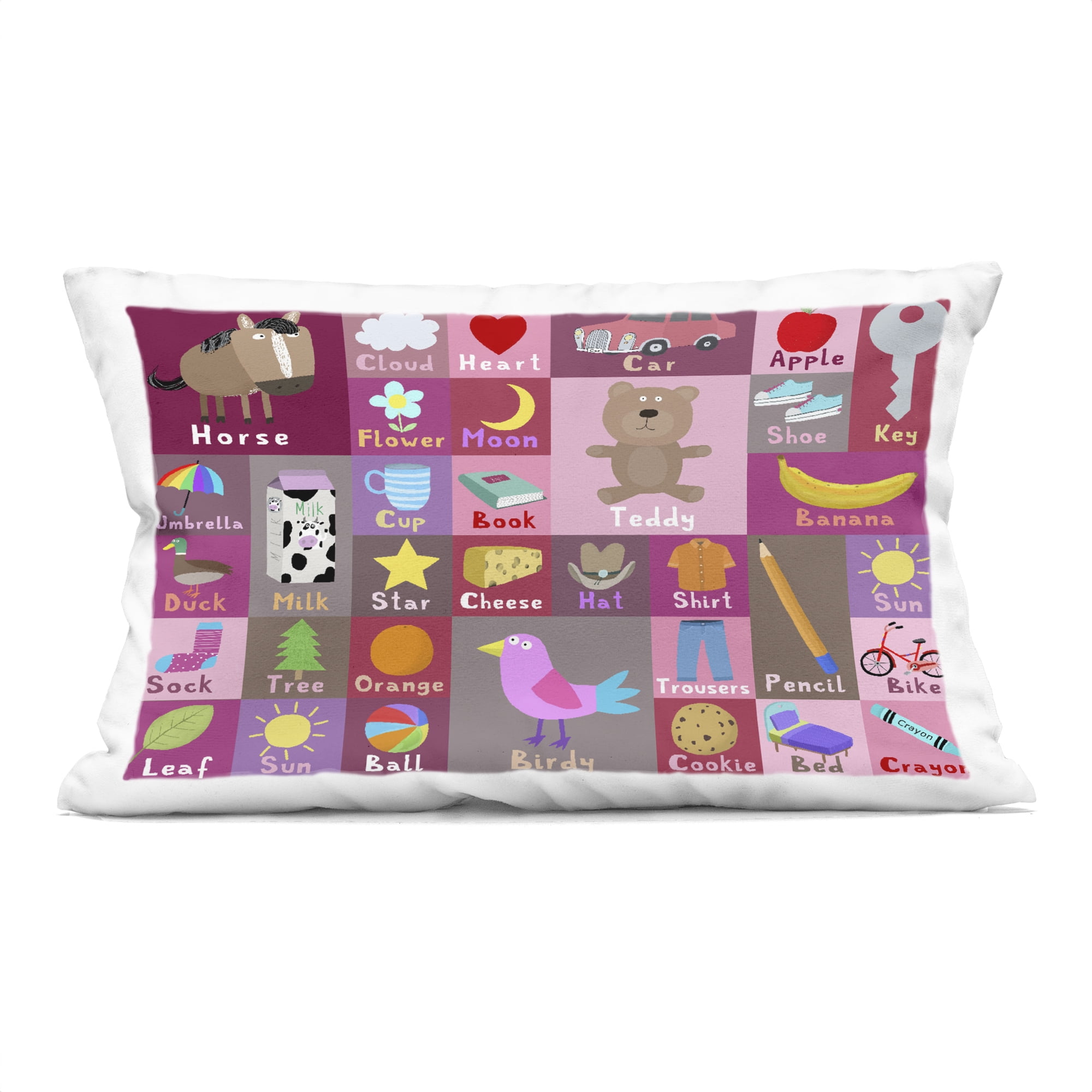 Stupell Industries Pink First Words Decorative Printed Throw Pillow, design by Carla Daly, 14 x 7 x 20