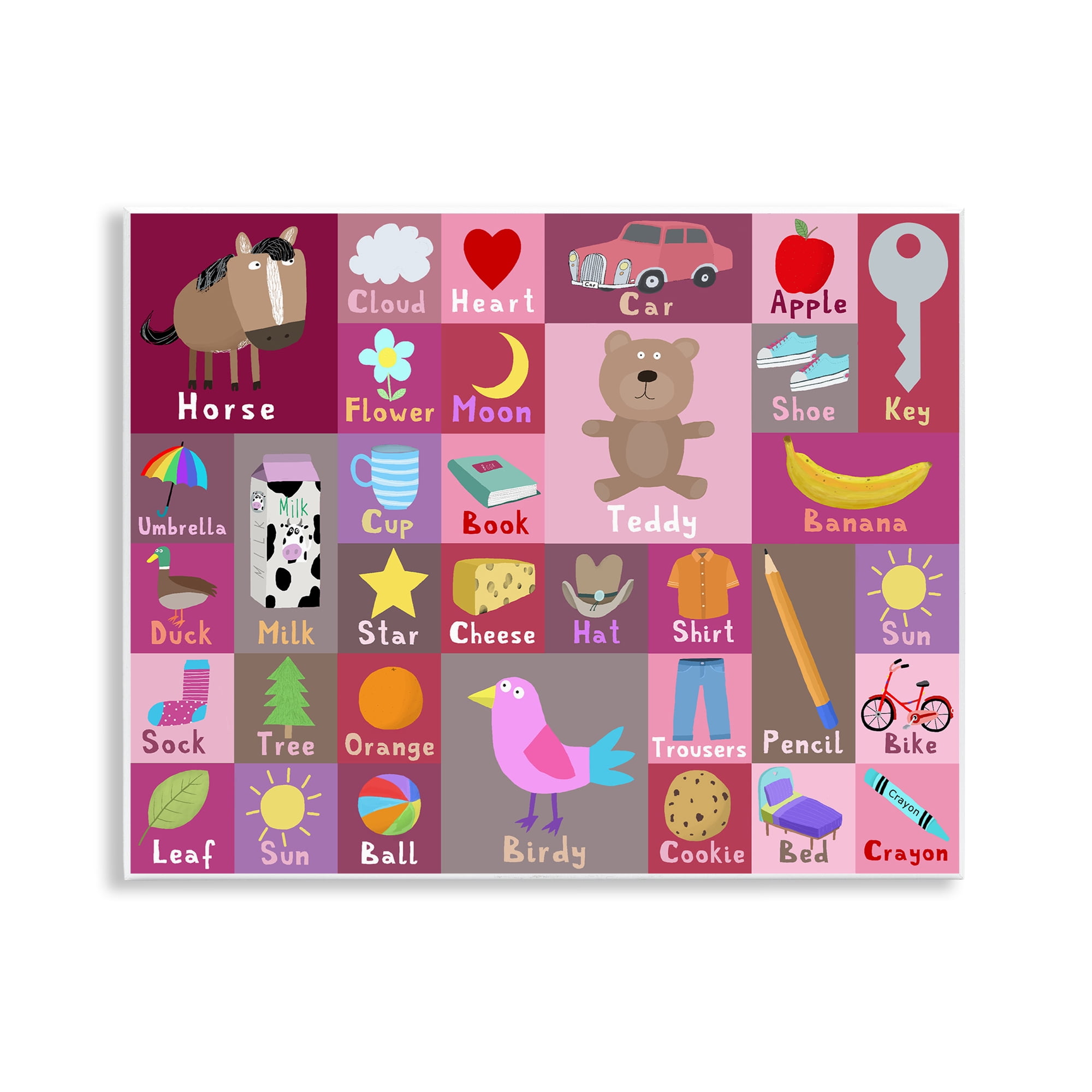 Stupell Industries Pink First Words Wall Plaque Art, design by Carla Daly