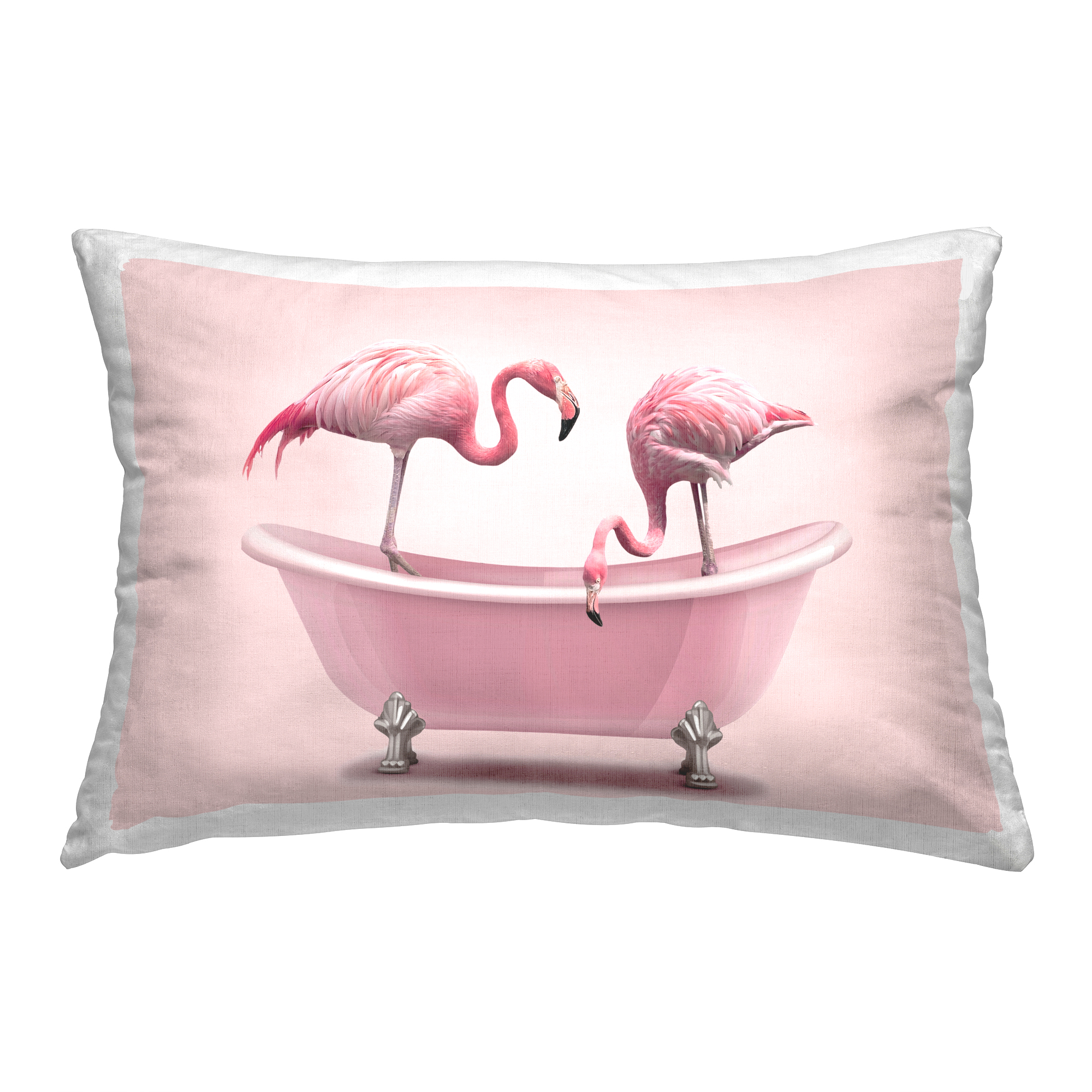 Stupell Industries Pink Flamingo Bath Decorative Printed Throw Pillow Design By Emma P, 14 x 20