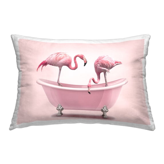 Stupell Industries Pink Flamingo Bath Decorative Printed Throw Pillow Design By Emma P, 14 x 20