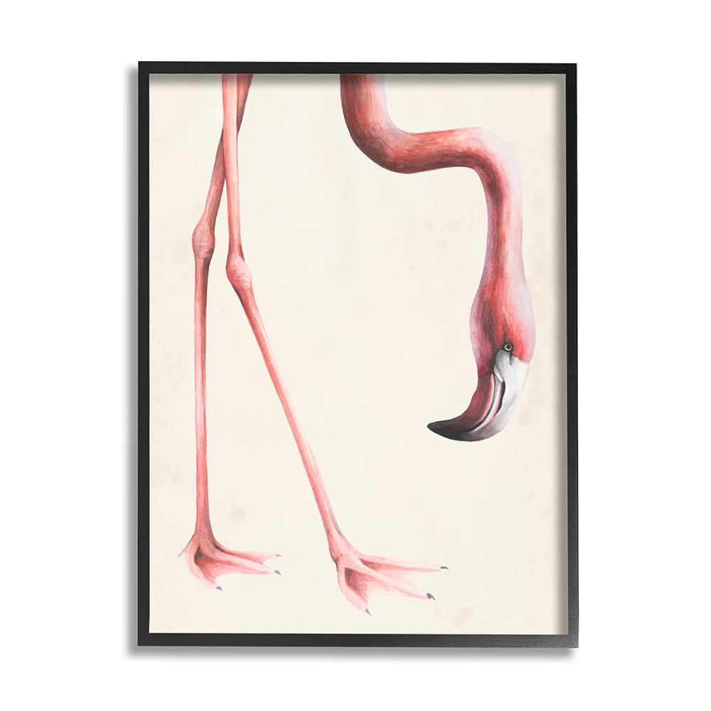 Pink Flamingo Print on Canvas with Black Frame, 11x14