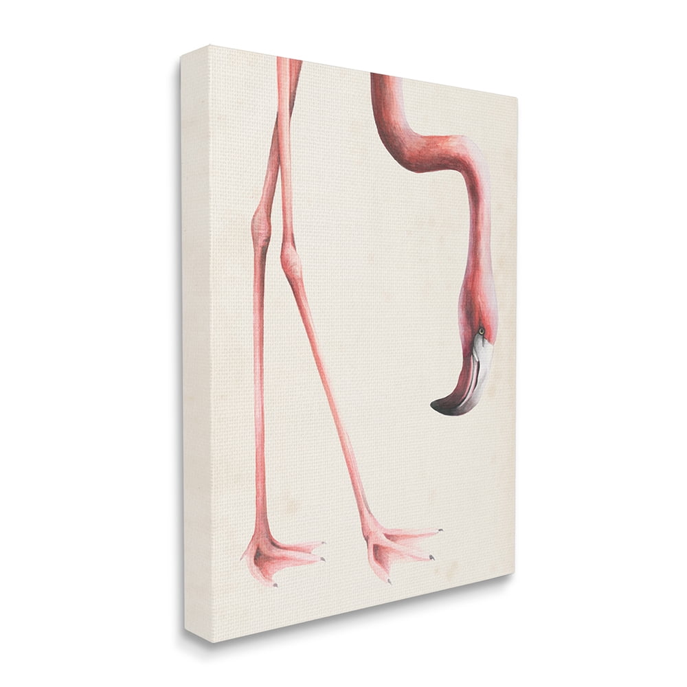Stupell Industries Pink Flamingo Bending Feet Beak Detail Canvas Wall Art by Grace Popp