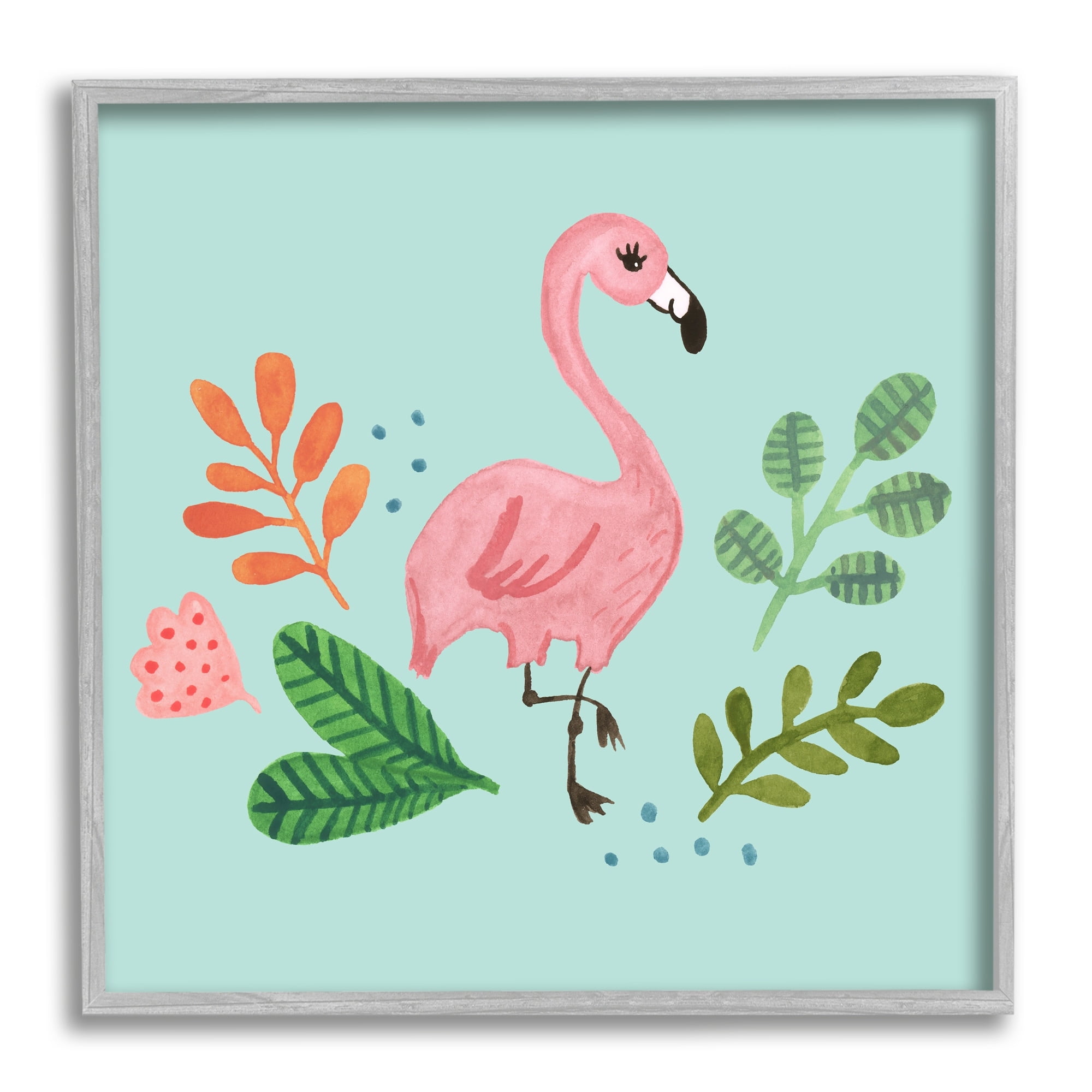 Stupell Industries Pink Flamingo Botanical Border Illustration Design , 12 x 12, Design by Heather Strianese