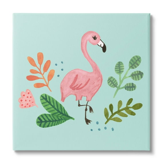 Stupell Industries Pink Flamingo Botanical Border Illustration Design , 24 x 24, Design by Heather Strianese