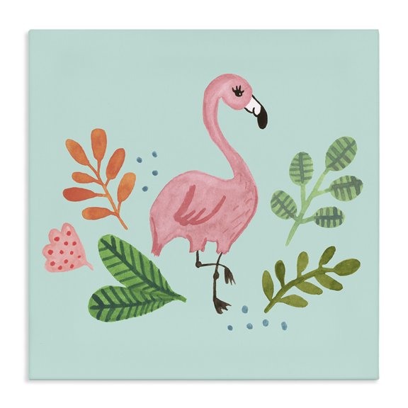Stupell Industries Eclectic Pink Flamingo Botanical Border Illustration Design Canvas Art, 30 x 30, by Heather Strianese