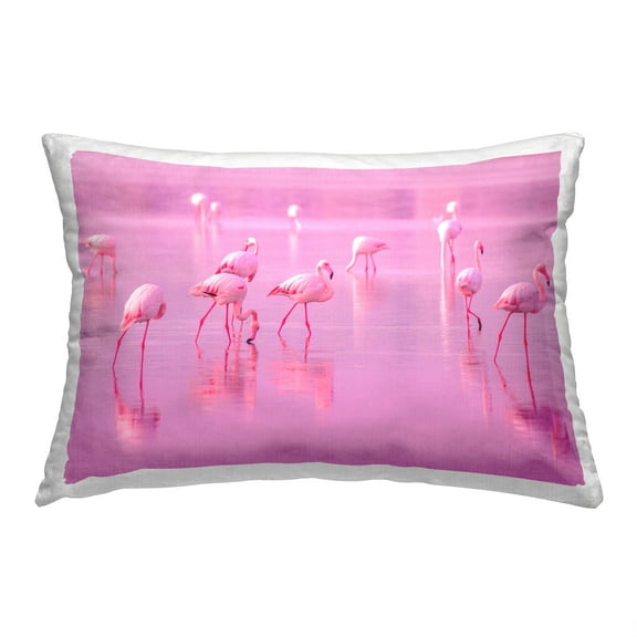 Stupell Industries Pink Flamingo Flock Decorative Printed Throw Pillow, 14 x 20