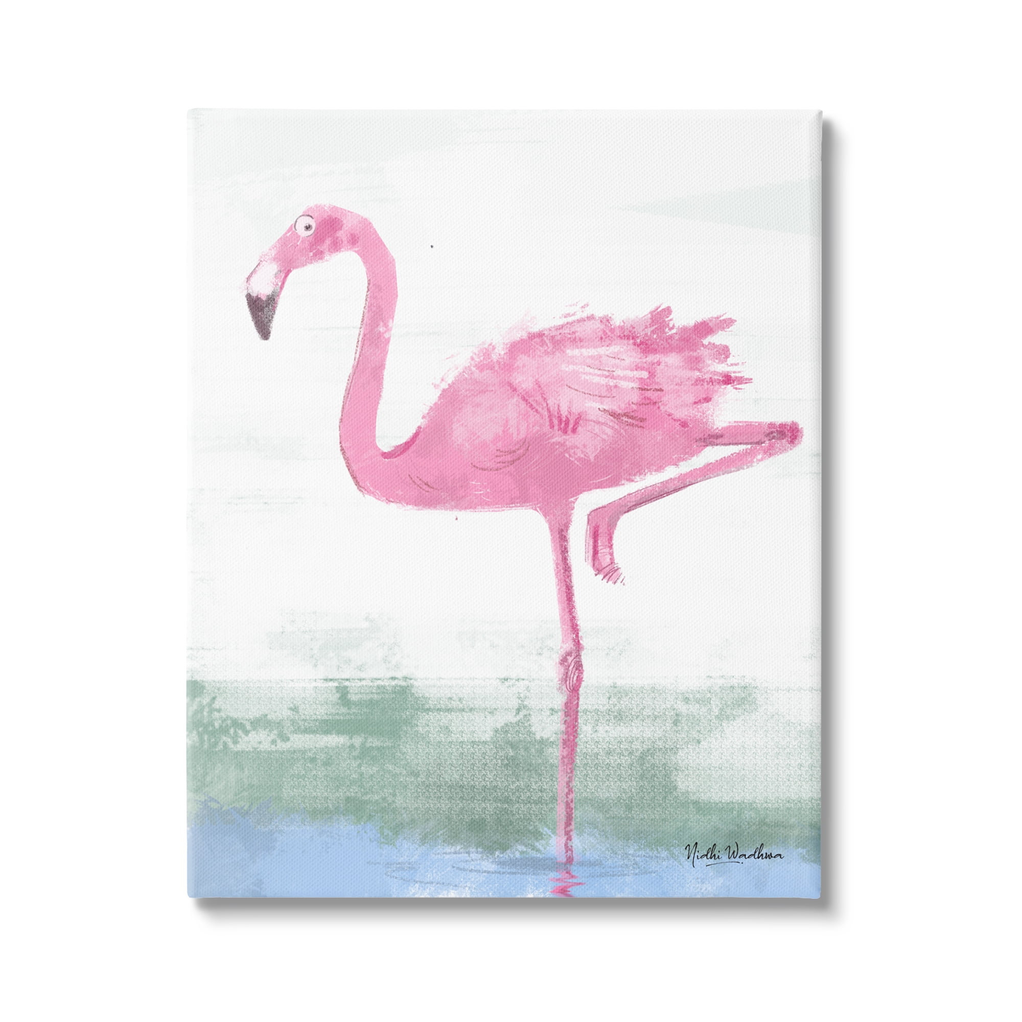 Stupell Industries Pink Flamingo Painting Animals & Insects Painting Gallery Wrapped Canvas Print Wall Art, 16 x 20