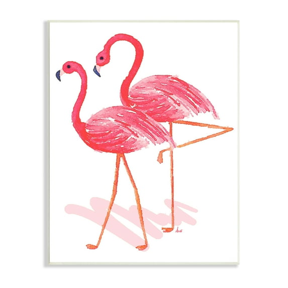 Stupell Industries Pink Flamingo Pair Minimal Tropical Bird Duo, 10 x 15, Design by Andi Metz