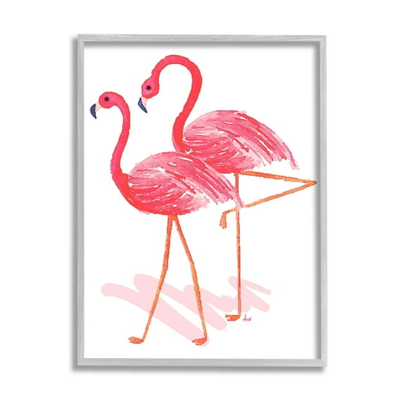 Stupell Industries Pink Flamingo Pair Minimal Tropical Bird Duo, 16 x 20, Design by Andi Metz