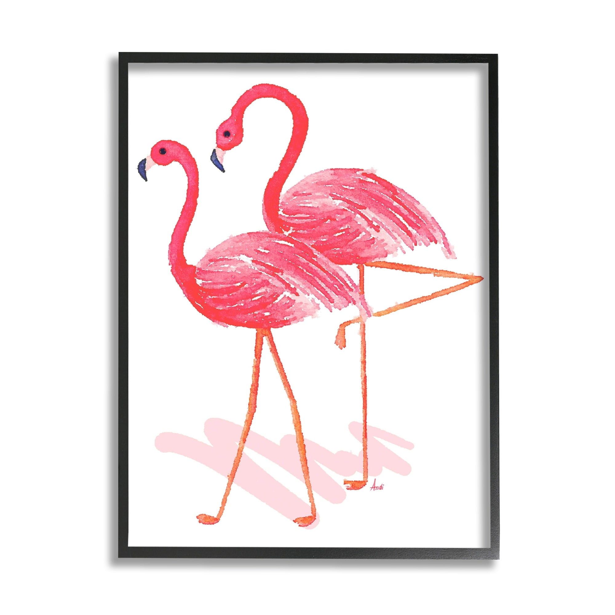 Stupell Industries Pink Flamingo Pair Minimal Tropical Bird Duo, 16 x 20, Design by Andi Metz