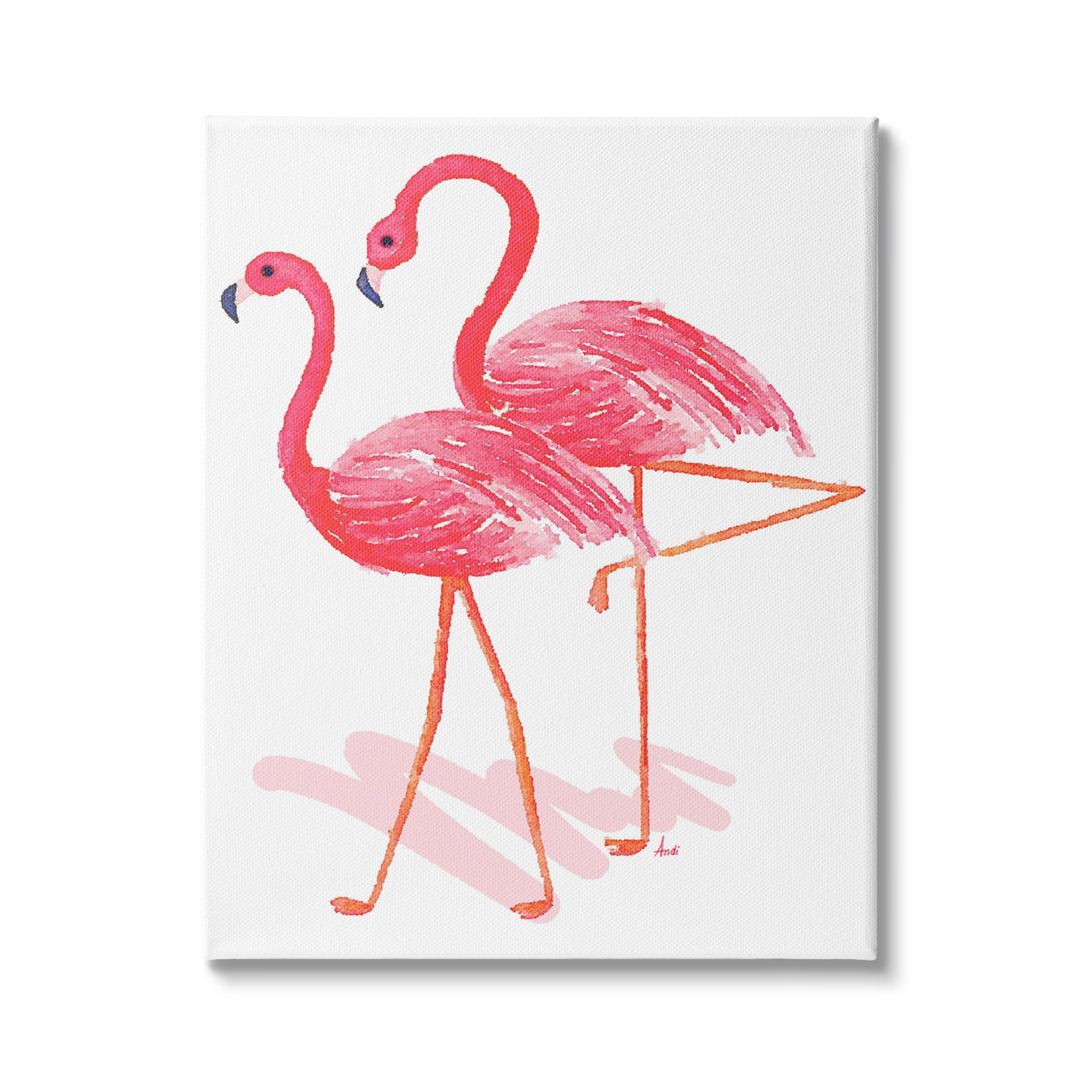 Stupell Industries Pink Flamingo Pair Minimal Tropical Bird Duo, 24 x 30, Design by Andi Metz