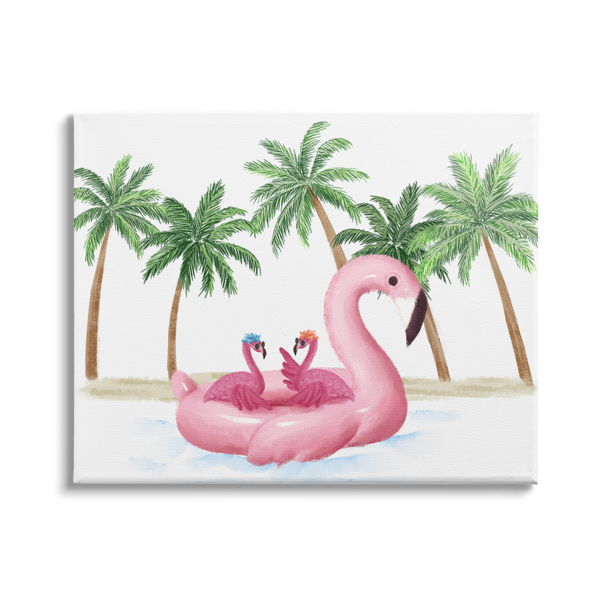 Stupell Industries Pink Flamingo Tropical Beach Float Party Palm Trees, 48 x 36, Design by Ziwei Li