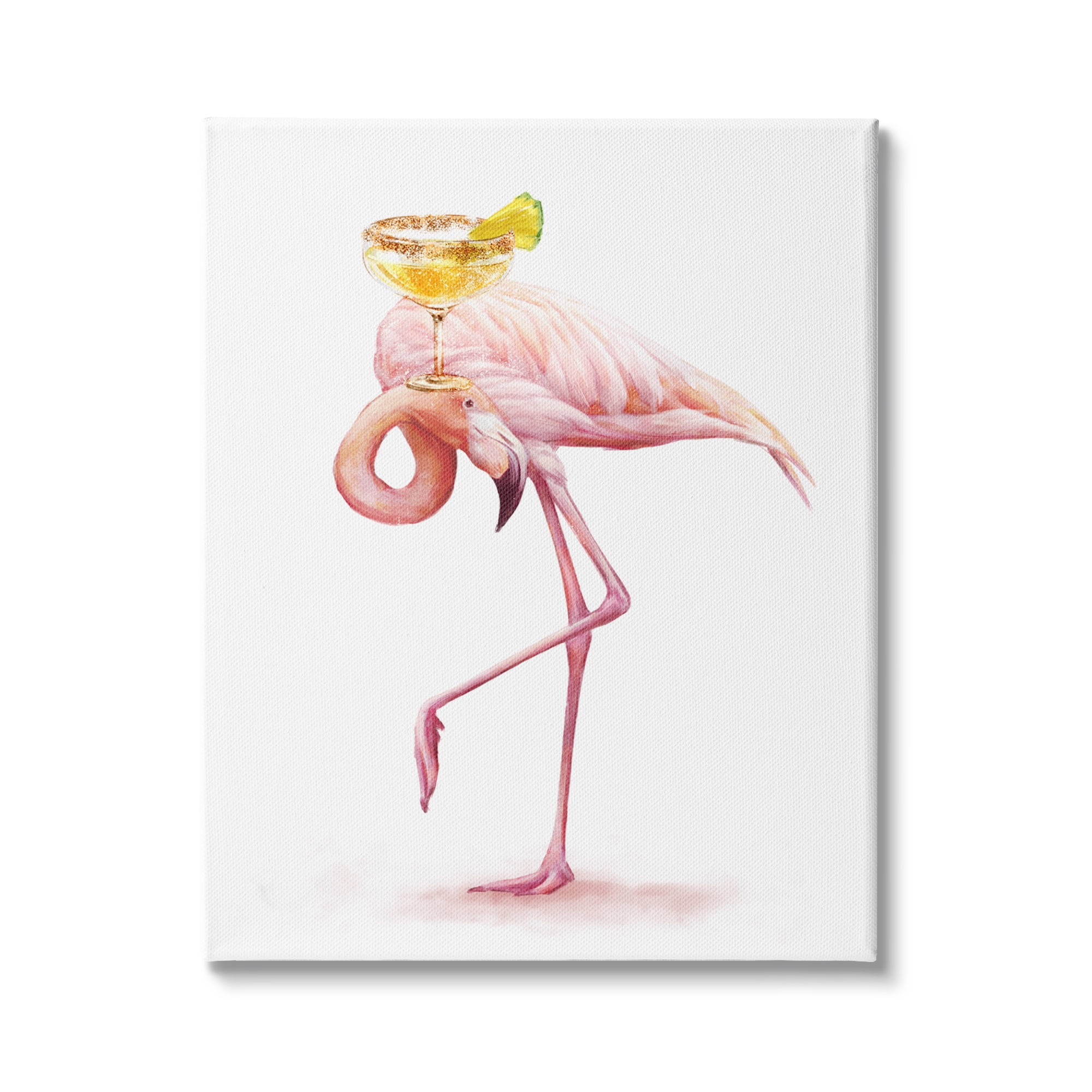 Stupell Industries Pink Flamingo Yellow Tropical Pineapple Cocktail Martini Glass, 30 x 40, Design by Ziwei Li