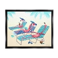 thumbnail image 1 of Stupell Industries Pink Flamingos Lounging Beach Chairs Tropical Scene Graphic Art Jet Black Floating Framed Canvas Print Wall Art, Design by Amelie Legault, 1 of 5