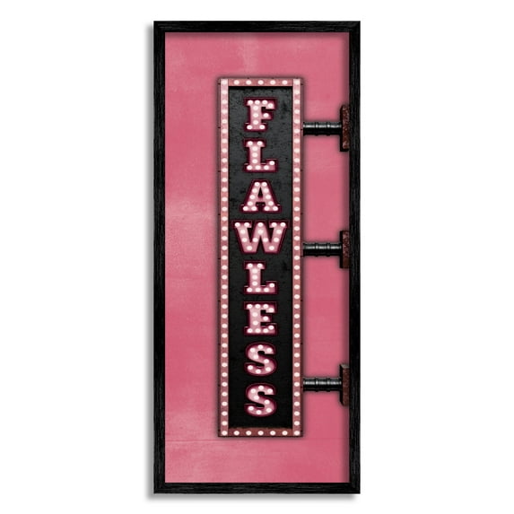 Stupell Industries Pink Flawless Retro Lights Sign Graphic Art Black Framed Art Print Wall Art, Design by JJ Design House LLC