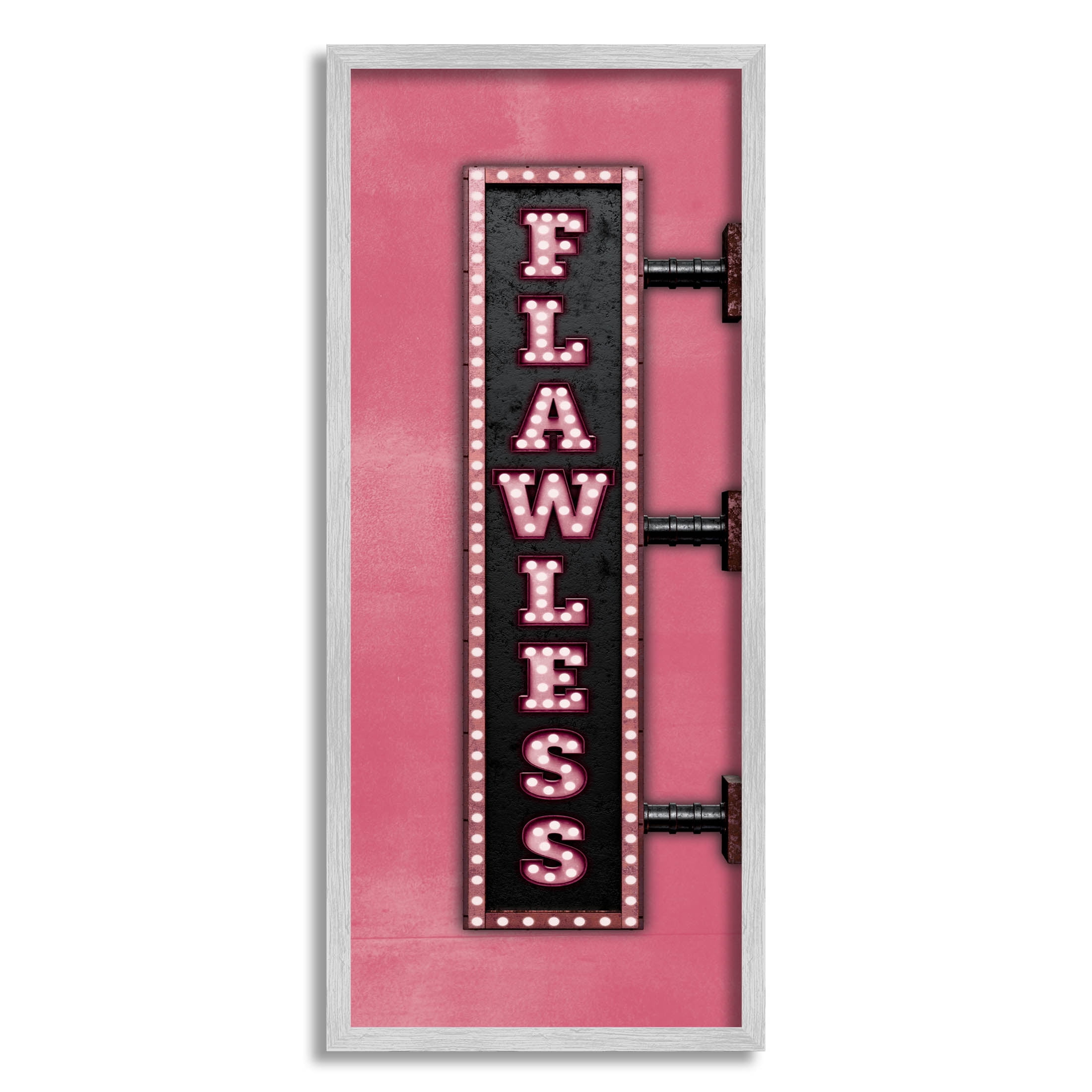 Stupell Industries Pink Flawless Retro Lights Sign Graphic Art Gray Framed Art Print Wall Art, Design by JJ Design House LLC