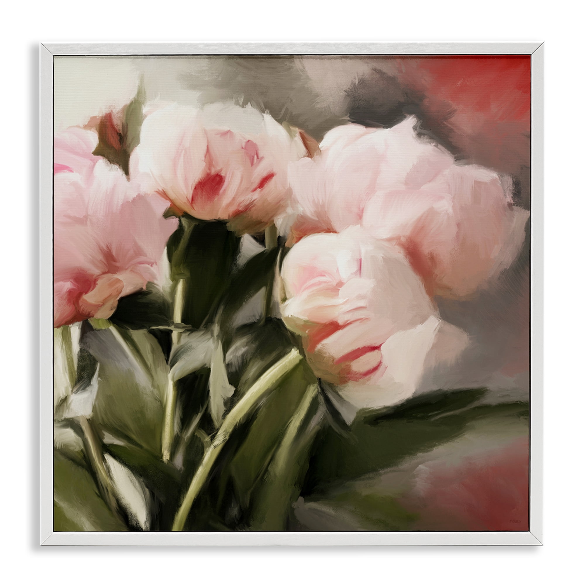 Stupell Industries Pink Floral Arrangement Botanical & Floral Painting White Framed Art Print Wall Art, 17 x 17